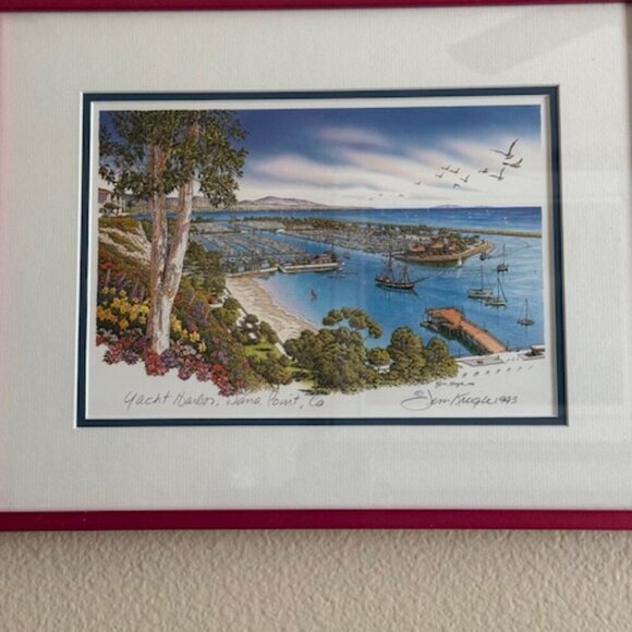 DANA POINT YACHT HARBOR FINE ART FRAMED PRINT BY ARTIST JIM KROGLE AND SIGNED - Picture 2 of 7